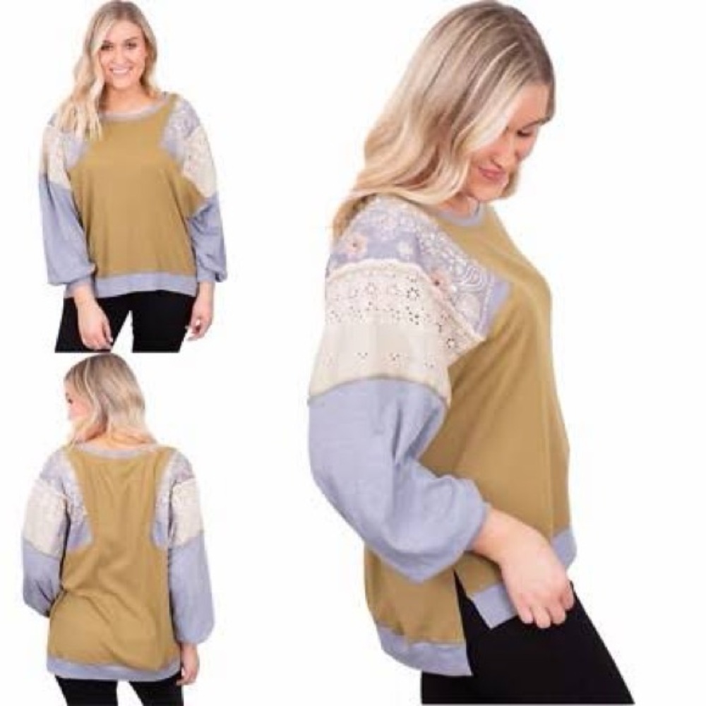 NWT FREE PEOPLE Feelin it Colorblock Army Combo T-Shirt Size M OB1068176